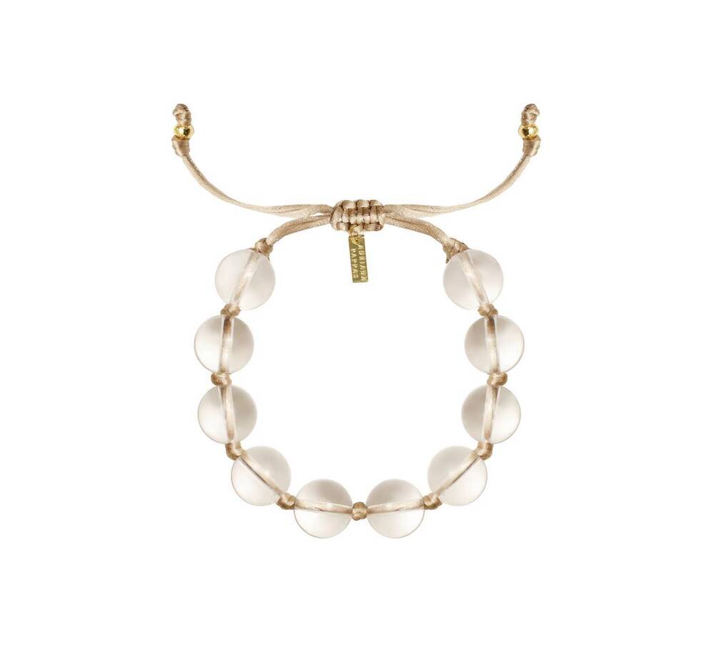 NEW ADRIANA PAPPAS women's glass bracelet on colored cord in champagne